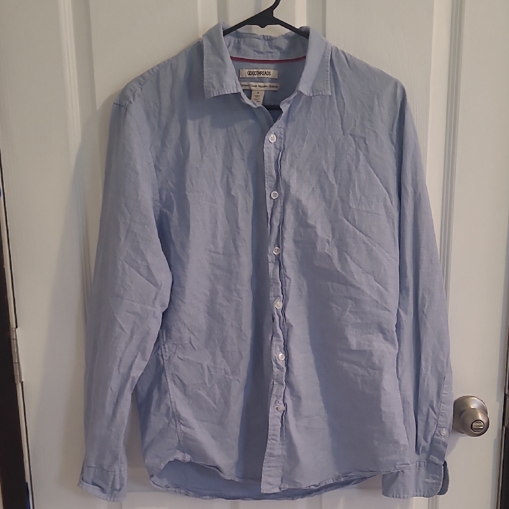 Goodthreads Men's Light Blue Casual Button Down Shirt